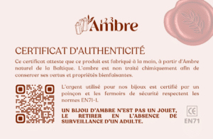 Certificat authenticité Ambre bébé