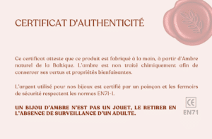 Certificat Authenticité Ambre