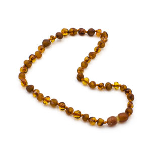 Collier Ambre Bébé Perles Rondes Duo Cognac