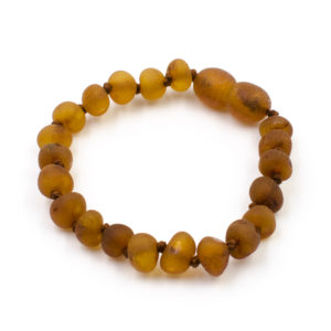 Bracelet Ambre Bébé Baroque Brut Cognac