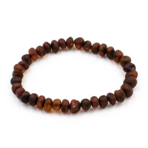 Bracelet Ambre Femme Perles Baroques Brutes Cognac Foncé