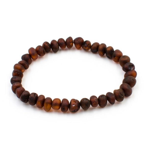 Bracelet Ambre Femme Perles Baroques Brutes Cognac Foncé