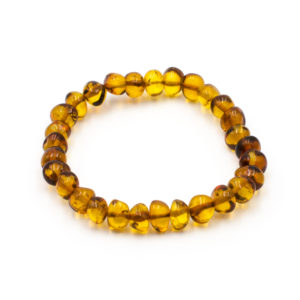 Bracelet Ambre Femme Perles Baroques Cognac