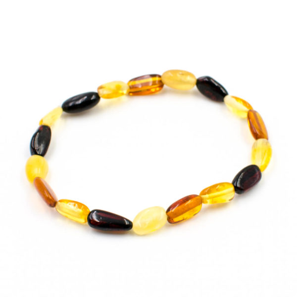 Bracelet Ambre Femme Perles Ovales Multicolore