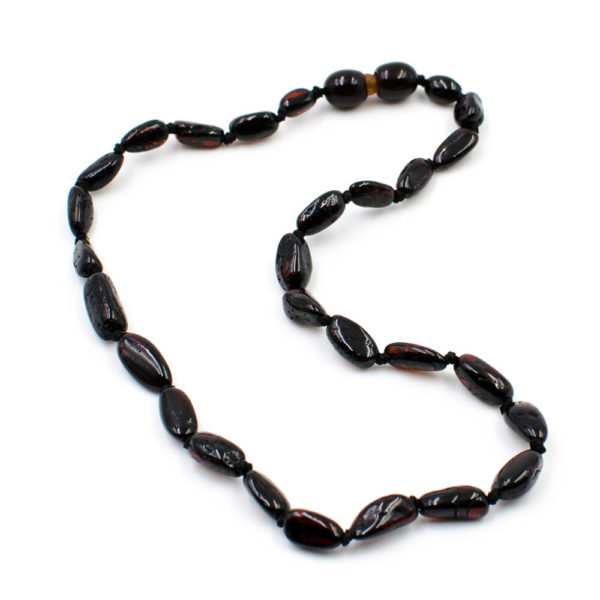 Collier Ambre Bébé Perles Ovales Noir