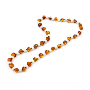 Acheter AMBEROS collier bébé ambre naturel baroque cognac