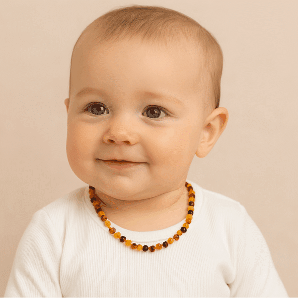 Collier Ambre Bébé Perles Baroques Multicolore