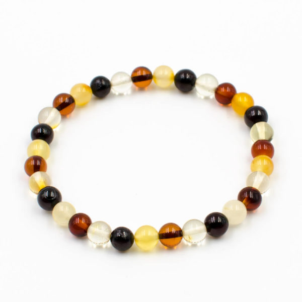 Bracelet Ambre Femme Perles Extra-rondes Multicolore