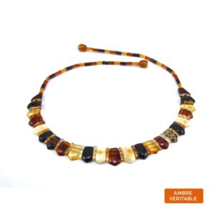 Collier Ambre Femme Ras du cou Tendance Multicolore