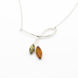 Collier Ambre et Argent 925/1000 2 Navettes