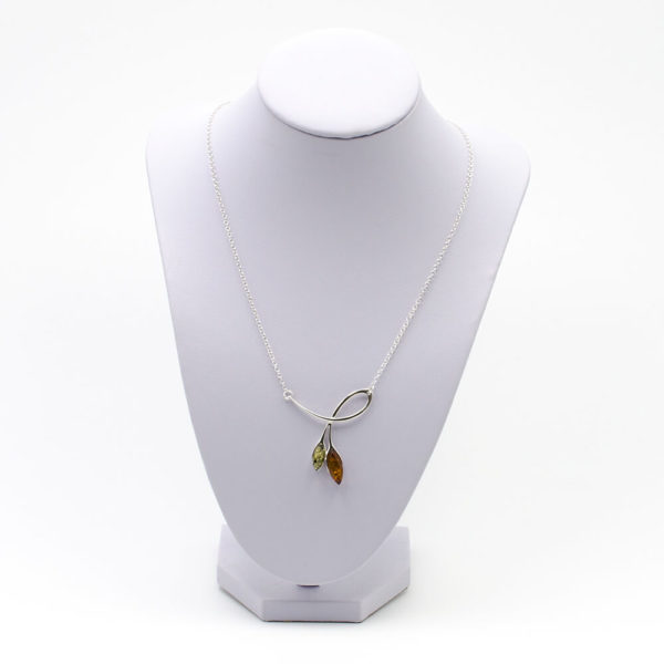 Collier Ambre et Argent 925/1000 2 Navettes Buste