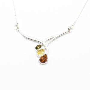 Collier Ambre et Argent 925/1000 3 Gouttes