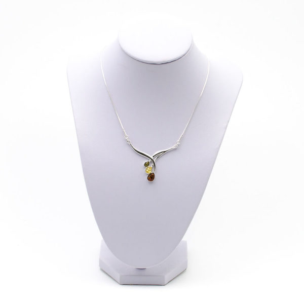 Collier Ambre et Argent 925/1000 3 Gouttes Buste