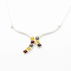 Collier Ambre et Argent 925/1000 Multi Facettes