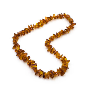 Collier Ambre Bébé Éclats Polis Cognac