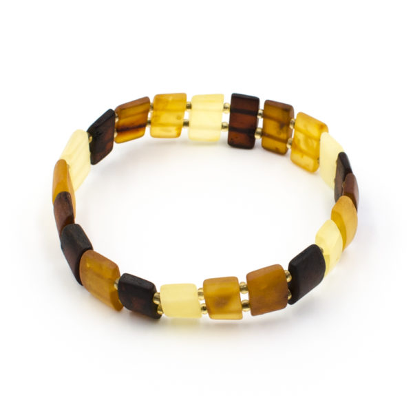 Bracelet Ambre Brut Femme Carrés
