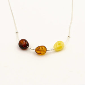 Collier Ambre et Argent 925/1000 3 Perles