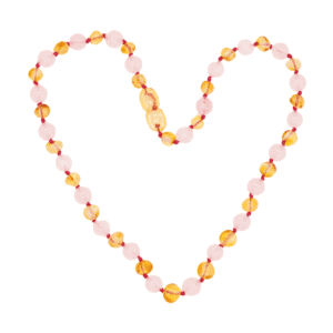 Collier d'Ambre Bébé Miel et Quartz Rose