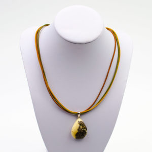 Pendentif Ambre Vert et Blanc Fusionnés