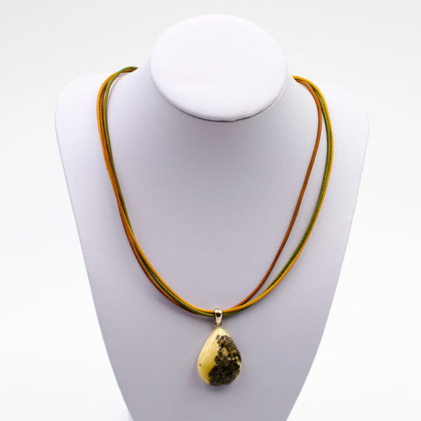 Pendentif Ambre Vert et Blanc Fusionnés