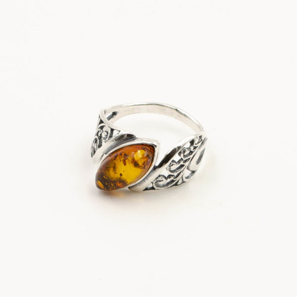 Bague Ambre et Argent Arabesque