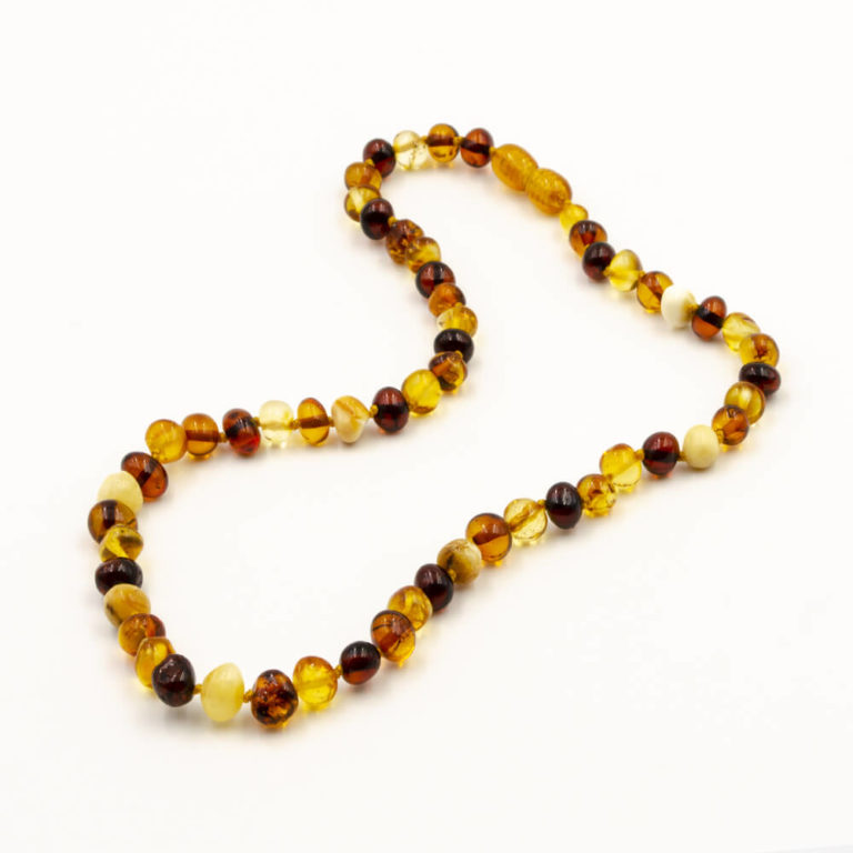 Collier En Ambre Naturel Perles Ovales Plates - Vintage, Occasion En Bon état, Sans Marque