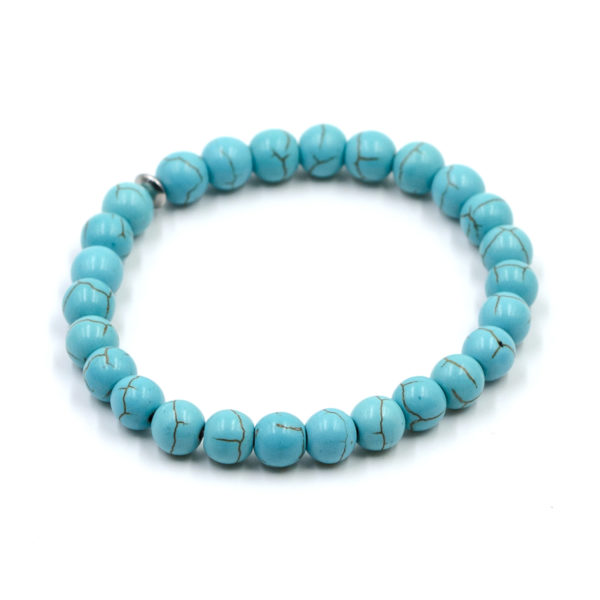 Bracelet Howlite Turquoise Perles Rondes 8mm