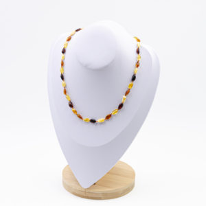 Collier Ambre Femme Perles Ovales Multicolore
