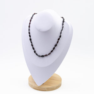 Collier Ambre Femme Perles Ovales - Noir