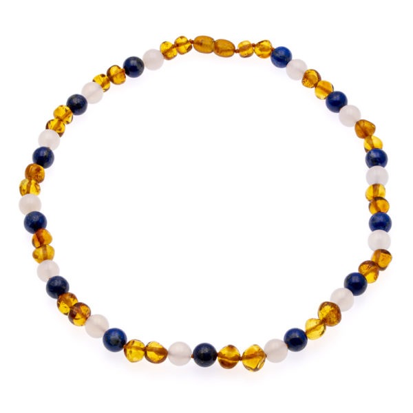 Collier Ambre Femme Lapis Lazuli et Agate