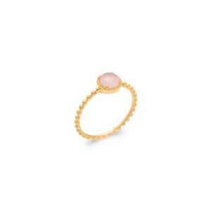 Bague Véga Rond - Plaqué Or et Quartz Rose