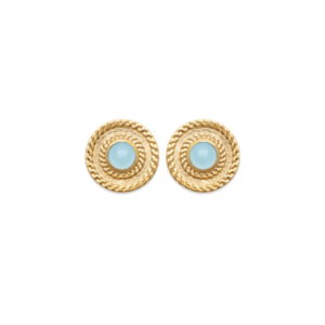 Boucles d'Oreilles Altaïr - Plaqué Or et Agate Bleue