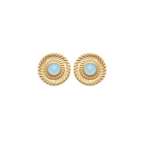 Boucles d'Oreilles Altaïr - Plaqué Or et Agate Bleue