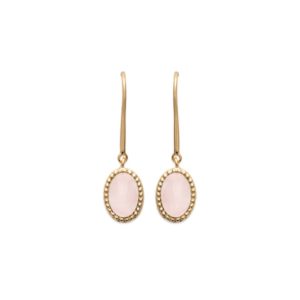 Boucles d'Oreilles Véga - Plaqué Or et Quartz Rose