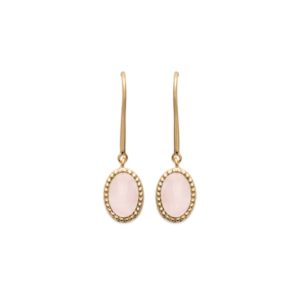 Boucles d'Oreilles Véga - Plaqué Or et Quartz Rose