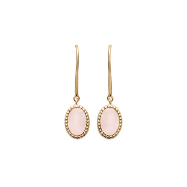 Boucles d'Oreilles Véga - Plaqué Or et Quartz Rose