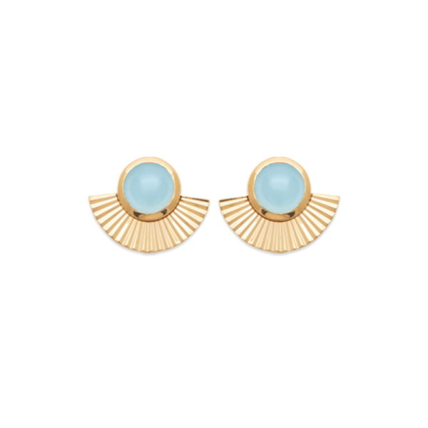 Boucles d'Oreilles Adhara - Plaqué Or et Agate Bleue