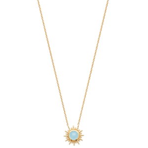 Collier Soleil Plaqué or et Agate Bleue