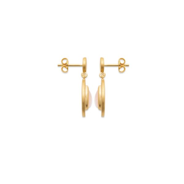 Boucles d'Oreilles Puces Naos - Plaqué Or et Quartz Rose Attache