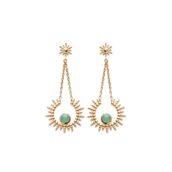 Boucles d'Oreilles Nunki - Plaqué Or et Aventurine