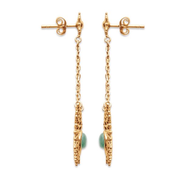 Boucles d'Oreilles Nunki - Plaqué Or et Aventurine Attache