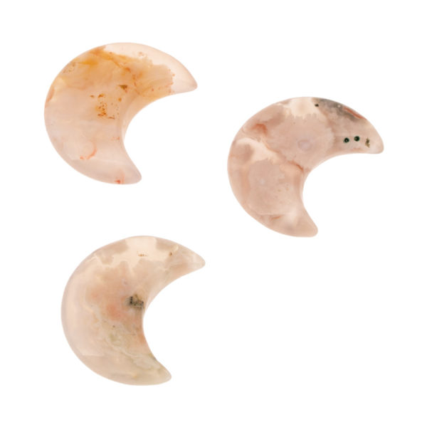 Trio de Lune en Agate Fleurs