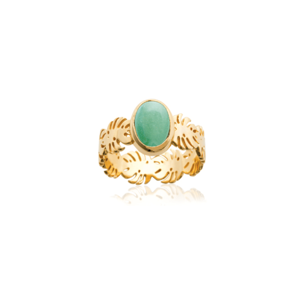 Bague Claudia - Aventurine et Plaqué Or