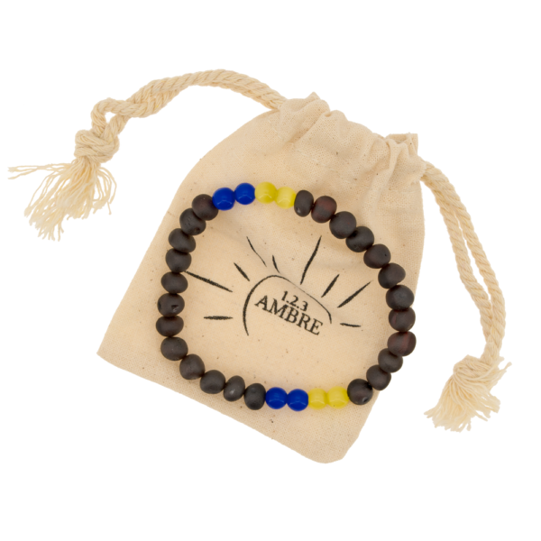 Bracelet Ambre soutien ukraine pochette