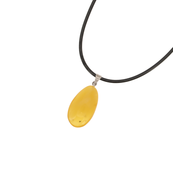 Pendentif Ambre Jaune Cordon