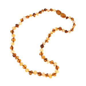 Collier Ambre Bébé Perles Baroques Cognac & Blanc