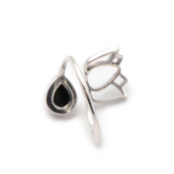 Bague Aoi Obsidienne et argent Ajustable