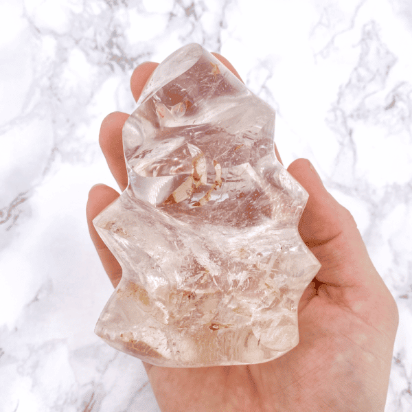 Flamme Cristal de Roche Marbre