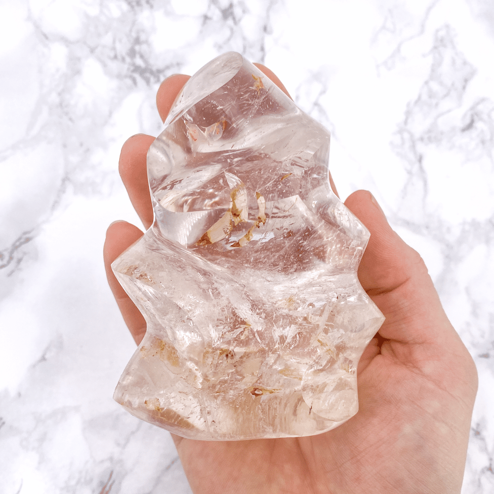 Flamme Cristal de Roche Marbre
