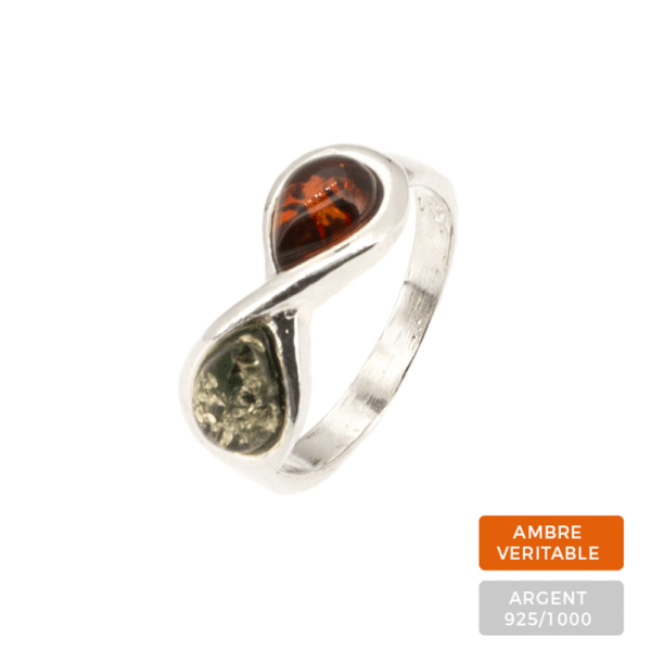 Bague Bicolore Ambre et Argent